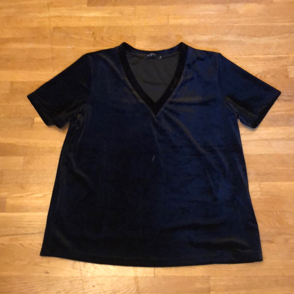 Eight Paris Black Velvet V neck Top